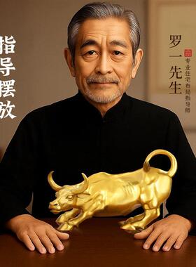 铜牛摆件纯黄铜生肖牛气冲天华尔街旺市铜牛转干 乾坤客厅办公室