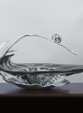 轻奢欧式家用黄铜水晶玻璃果盘