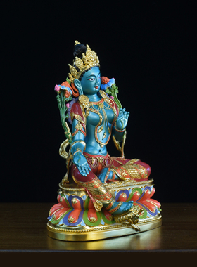 纯黄铜绿度母佛像菩萨像