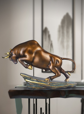 纯黄铜牛摆件华尔街牛股市牛