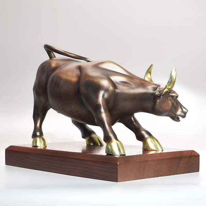 纯黄铜牛摆件牛气冲天铜华尔街股市牛旺市牛金融牛客厅办公桌摆设,淘宝优惠券,粉丝福利购,淘宝优惠卷
