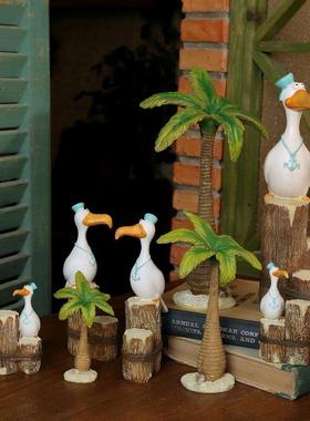 北欧风格沙滩风椰树海鸥家居装饰摆件幼儿园儿童房花园造景饰品