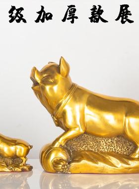 特大号纯铜猪摆件属猪十二生肖猪补角金猪招财猪摆件福字猪摆设