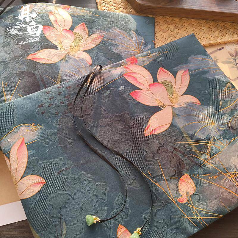 月白 荷之韵 国风荷花手账手帐本书衣红云纱活页日记本笔记本礼物,淘宝优惠券,粉丝福利购,淘宝优惠卷