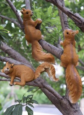 花园庭院装饰仿真小松鼠摆件树脂动物雕塑户外园林景观别墅