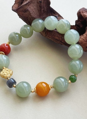 云上叙14 DS03967-和田玉单圈手串-多样性发一件-11.5mm+（甄选0