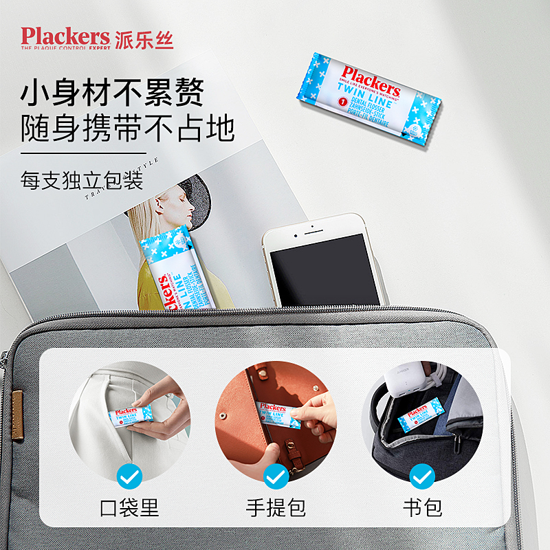 进口plackers派乐丝双线牙线独立包装超细便携牙线官方旗舰店正品 - 图0