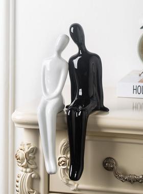 电视背景墙坐姿摆件轻奢高档软装家居客厅酒柜电视柜玻璃柜装饰品