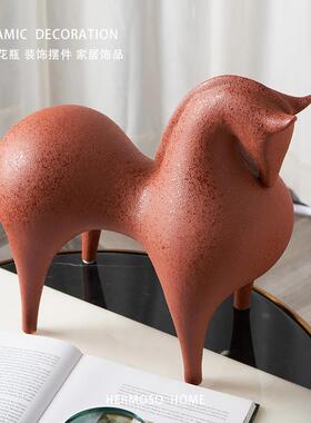 HERMOSO白色马陶瓷摆件客厅玄关电视柜酒柜装饰现代简约桌面装饰