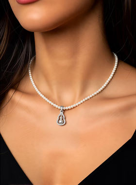 法式复古白色水滴珍珠锁骨链