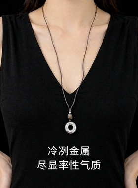 新中式黑绳项链女轻奢小众高级感锁骨链气质百搭颈链配饰新网红款