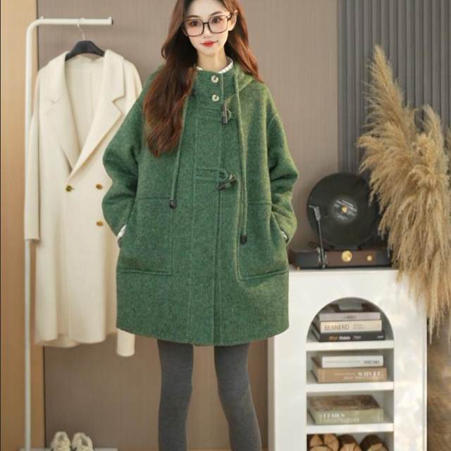 Women's 2025 early spring new style hooded wool coat