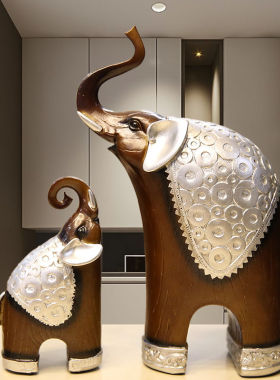 家居装饰品大象摆件客厅玄关入户茶桌办公室电视U柜招财摆设一对