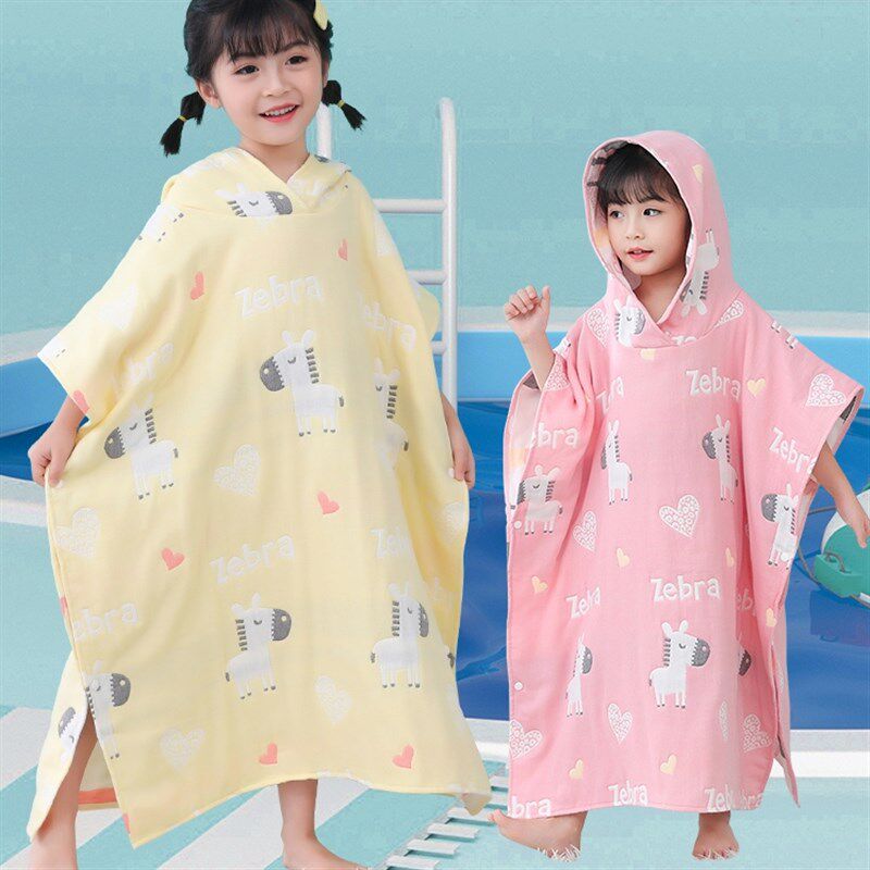 儿童浴巾斗篷带帽纯棉纱布吸水卡通可裹浴袍宝Q宝可穿式男夏女游,淘宝优惠券,粉丝福利购,淘宝优惠卷