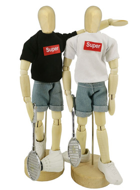 梧棣木人创意g羽毛球主题装饰摆件精致羽毛球礼品木偶人关节可动