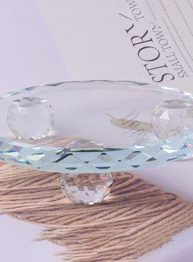 水晶玻璃底座 盘 饰品珠宝展示首饰托盘底托 石头U矿标手办酒底座