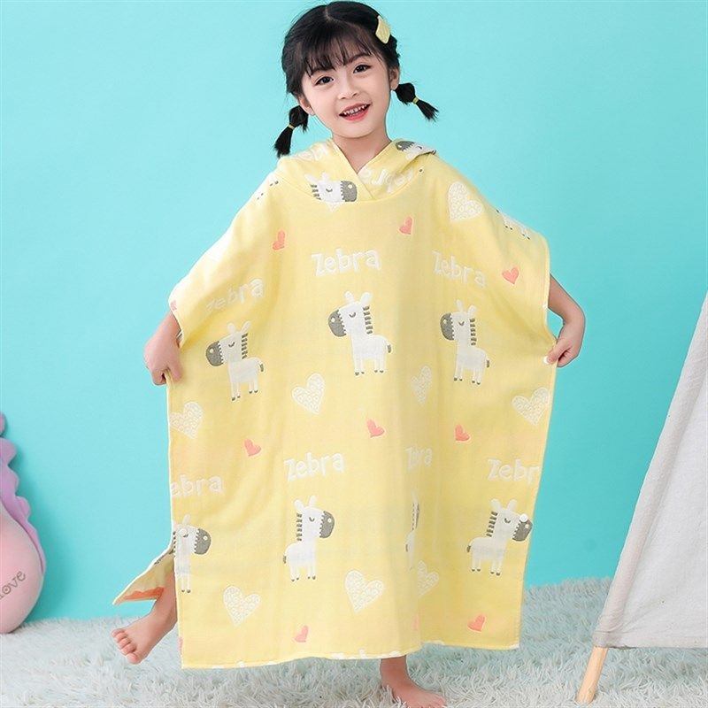 儿童浴巾斗篷带帽纯棉纱布吸水卡通可裹浴袍宝Q宝可穿式男夏女游,淘宝优惠券,粉丝福利购,淘宝优惠卷
