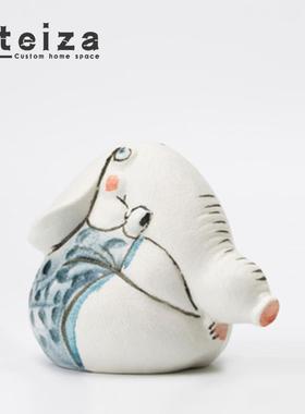 Oteiza现代简约抽象卡通动物陶瓷摆件样板间客厅装饰品展示柜摆设