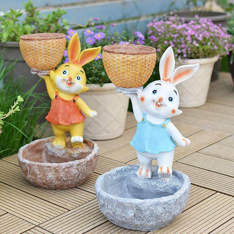 创意兔子花缸摆件卡通仿真动物多肉绿植花盆庭院户外阳台花园装饰,淘宝优惠券,粉丝福利购,淘宝优惠卷