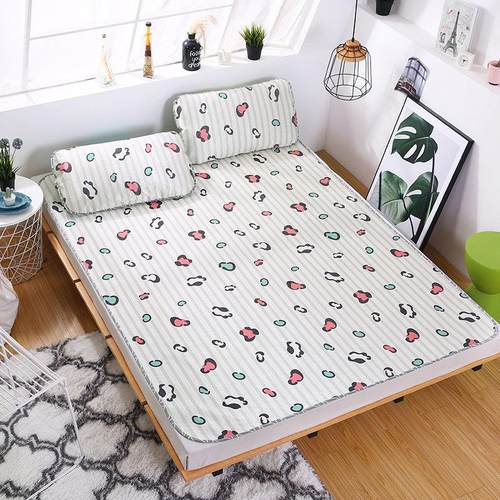 夏季软凉席1.8m床单人学生宿舍0.9可折叠1.5米二/三件套冰丝席子 - 图0