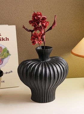 贝汉美现代简约灯笼花瓶摆件客厅桌面陶瓷干花插花器家居复古装饰