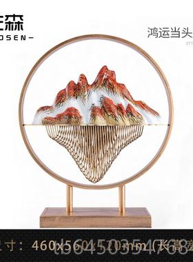 高档佐森山影摆件客厅办公家室轻档玄关新中式装饰居商务奢乔迁高