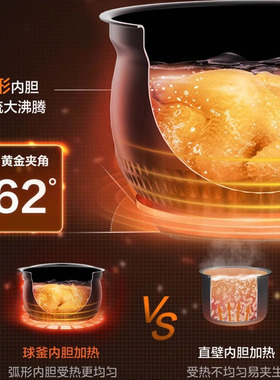 美的电压力锅家用双胆高压锅饭煲大容量8人智能多功能官方正品