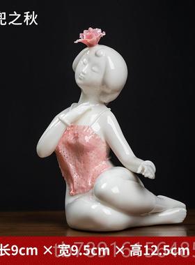 正品美东泥土新中摆式陶瓷女方件 中国风工艺品客厅床头柜书房装