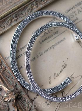 正品SHUI 9镯25纯银手复古百搭星锆石唐草花性纹元素个小众星手饰