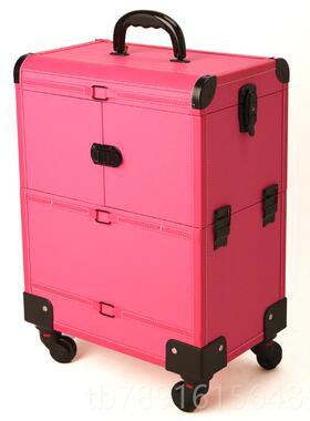 正品大量旅便收携家用拉杆跟化妆品行美甲专业多层纳纹绣带容锁工