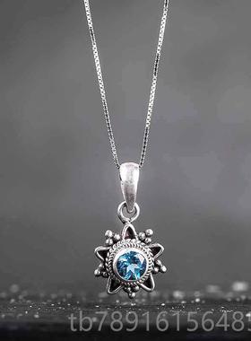 正品尼尔工925银饰品手托帕石手镯坠女个性手链 创意复古吊民泊族