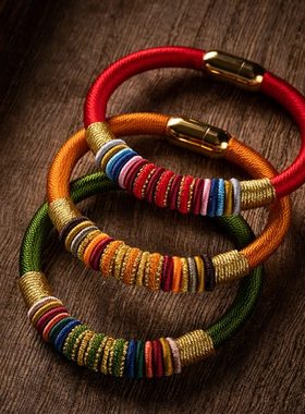 九乘迦叶金刚手绳平安女国风编织手链红绳情侣男女本命年2024龙年