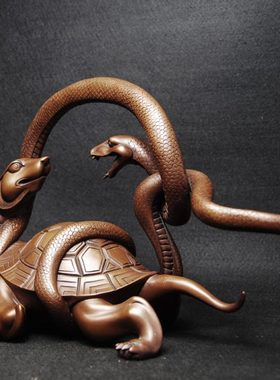 铜制龙龟摆件四神兽玄武办公室客厅桌面摆设装饰品工艺品开业礼品
