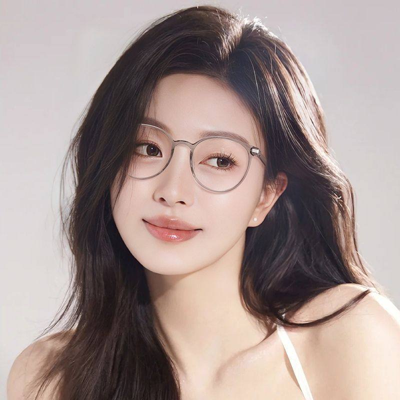 万新防蓝光近视镜片配时尚TR眼镜框女款冷茶色圆框镜架超轻眼镜K,淘宝优惠券,粉丝福利购,淘宝优惠卷