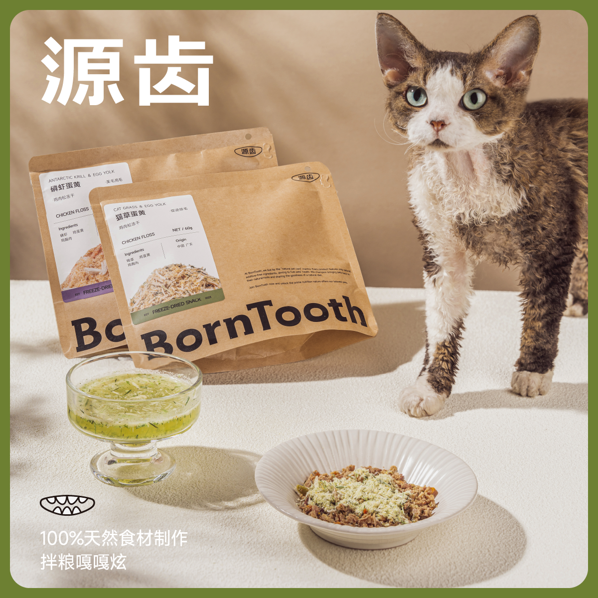 源齿BornTooth猫咪狗美毛冻干肉松蛋黄磷虾鸡肉辅食拌粮猫粮伴侣,淘宝优惠券,粉丝福利购,淘宝优惠卷
