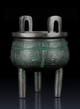 青铜鼎小号纯铜鼎摆件把玩客厅家居装饰品九鼎工艺V品礼品铜鼎摆