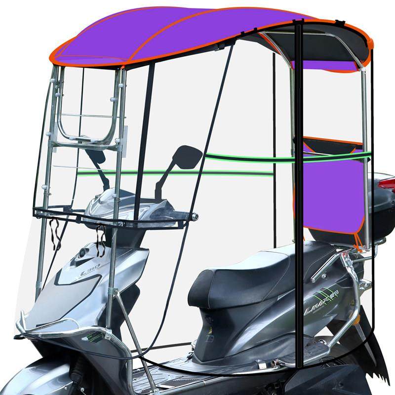 电动车雨棚蓬新款全不锈钢保险杆棚滑板车机车加固防晒罩挡阳伞 - 图3