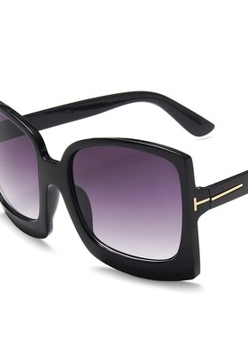 欧美潮流大框太阳眼镜复古豹纹色B墨镜时尚女街拍走秀眼镜方形个