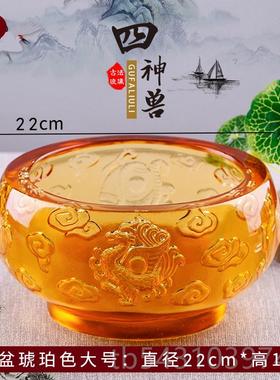 正品琉璃聚宝盆钱式摆四神兽招财存罐玄关装饰开业乔迁礼件品中工
