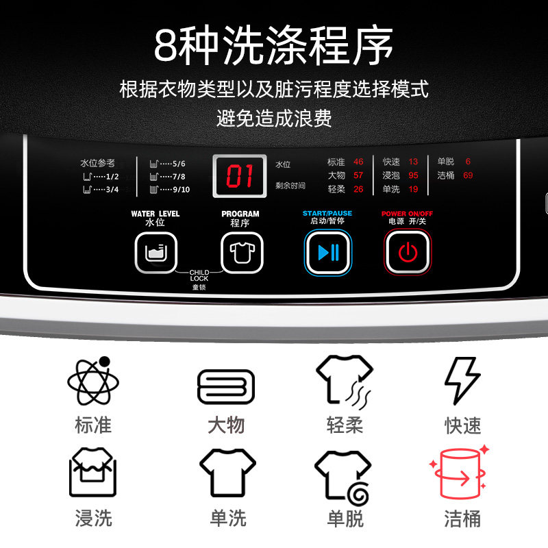WEILI/威力8kg洗衣机全自动家用大容量波轮洗脱一体出租房用8019X,淘宝优惠券,粉丝福利购,淘宝优惠卷