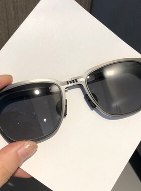 新款轻薄小框偏光折叠太阳眼镜男不锈钢时尚超轻T司机钓鱼复古墨