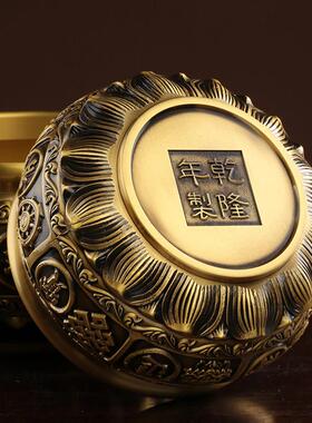 旺财运聚财摆件纯铜聚宝盆有求必应客厅办公桌玄关中式工艺礼品摆