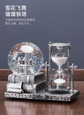 复古沙漏计时器水晶球八音盒桌面装饰摆件生日礼物送女生实用家居