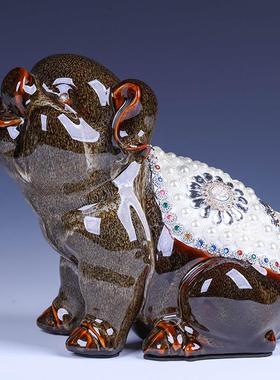 景德镇陶瓷器生肖猪摆件可爱中式客厅博古架酒柜装饰工艺品大号