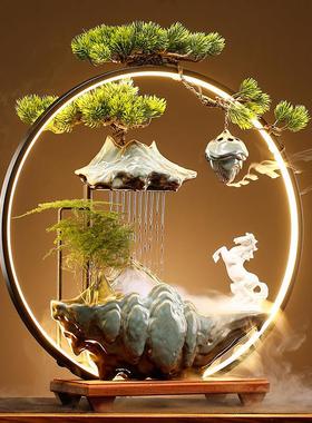 招财高山流水摆件循环水客厅生财家居玄关办公室桌面开 业乔迁礼