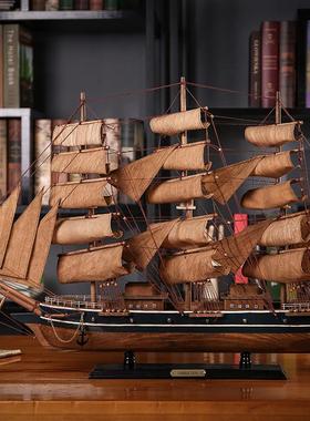 实木一帆风顺帆船摆件覆古风高档桌面老板领导办公室乔迁开 业礼