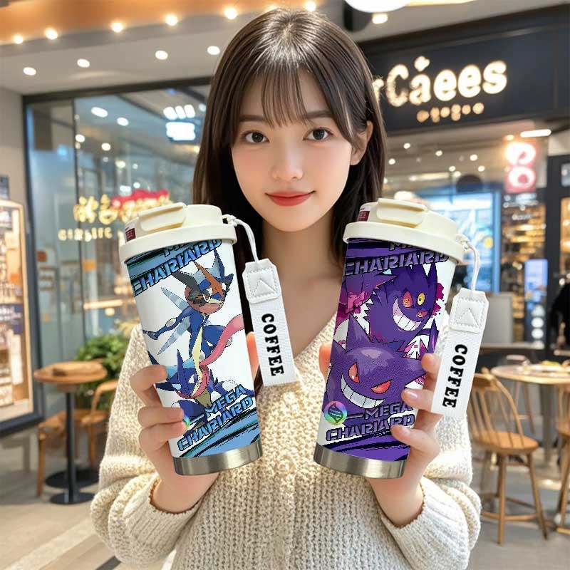 宝可梦周边保温杯甲贺忍蛙耿鬼动漫水杯大容量儿童学生不锈钢杯子,淘宝优惠券,粉丝福利购,淘宝优惠卷