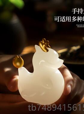 正品摆天然玉石龙年生肖件招家财吉祥物办室居桌面装饰2024新年公