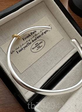 正品重工s25银不规则个性流线开银手镯小众简纯约镯子口手镯女银9