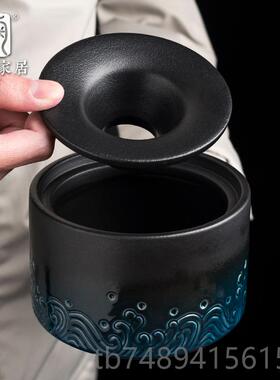 正品陶家用潮流烟迷灰瓷缸客厅陶家用车载带盖防飞灰个缸性烟花器